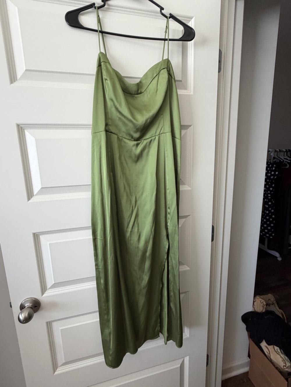 Abercrombie & Fitch Olive Green Satin Slip Dress - Picture 2 of 4